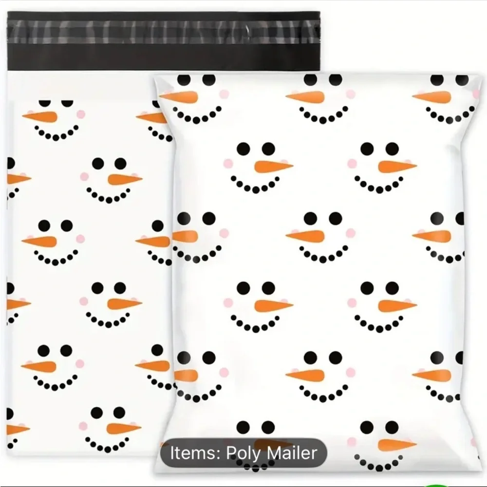 20 (10”x 13”) Snowman Poly Mailers Poly Bags